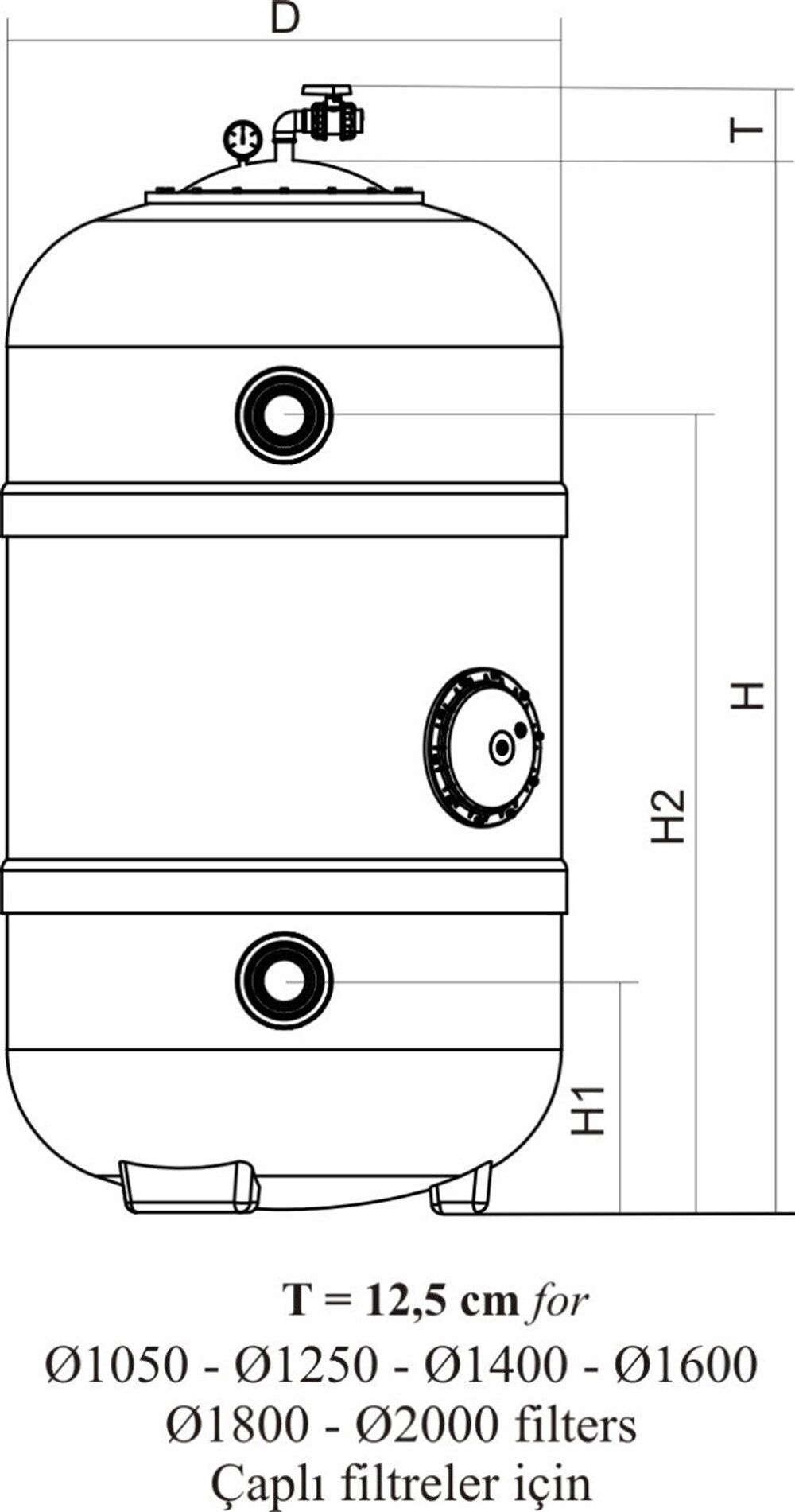 Nozbart Dın Normu Polyester Havuz Kum Filtresi Gözetleme Camlı 2350mm