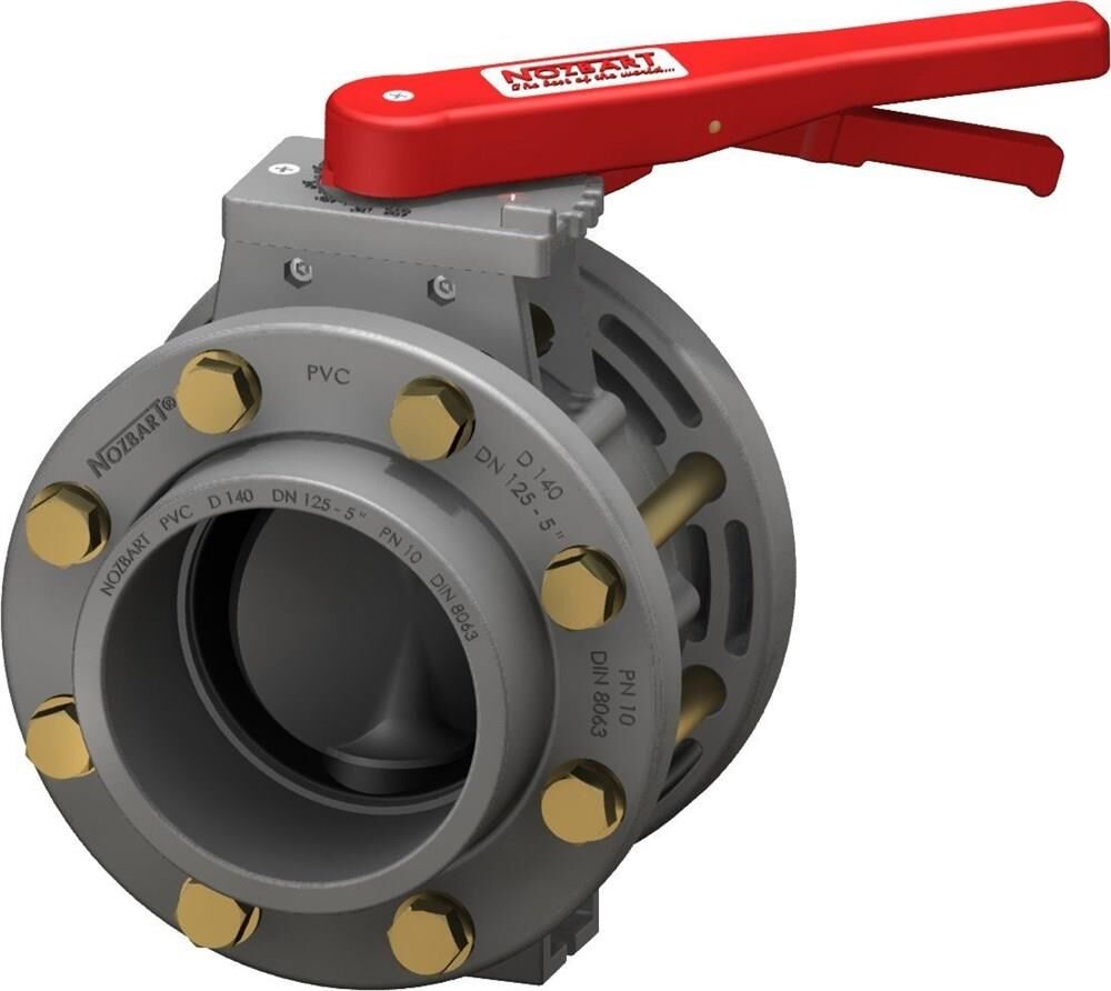 Nozbart PVC Yüksek Mukavemetli Flanş, Kole ve Cıvatalı Kelebek Vana 90mm